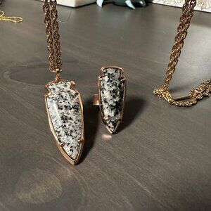 Kendra Scott Black-spotted arrowhead necklace and ring